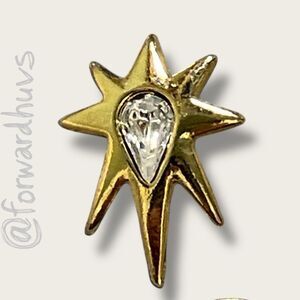 Gold Tone Bethlehem Star Pin with Clear Stone